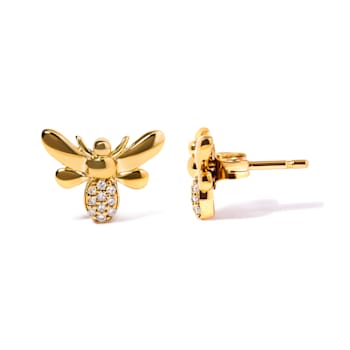 10K Yellow Gold Diamond Accented Bumble Bee Stud Earring (H-I Color,
I1-I2 Clarity)