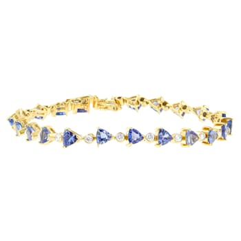 14K Yellow Gold 8.30ctw Round-Cut Diamond and Tanzanite Bracelet