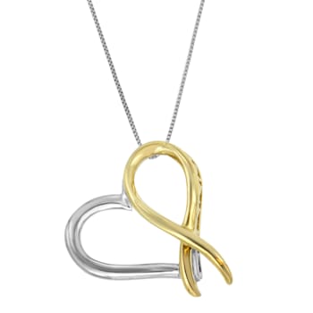 10K Gold Over Sterling Silver Two-tone Heart-shaped Pendant With Chain