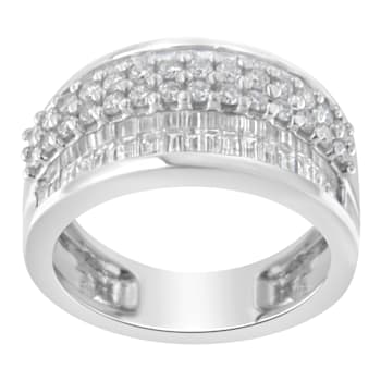 14K White Gold Round and Baguette Diamond Ring (1 1/2 Cttw, F-G Color,
SI1-SI2 Clarity)