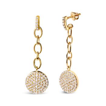 14K Yellow Gold 1.0 Cttw Diamond Chain Cluster Dangle Chain Earrings
(I-J Color, I1-I2 Clarity)
