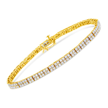 14K Yellow Gold Over Sterling Silver 3.0ctw Diamond Link Bracelet