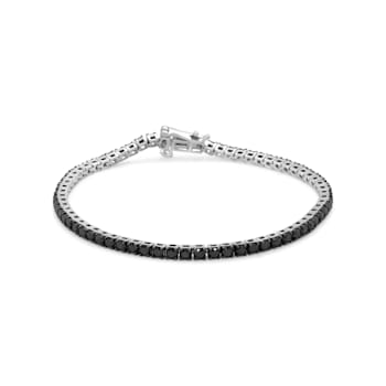Sterling Silver 4.0ctw 4-Prong Set Treated Black Round Diamond Classic
Tennis Bracelet