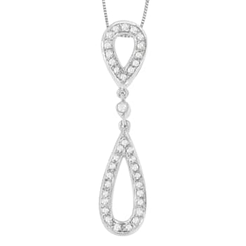14 White Gold 1/4ctw Round Cut Diamond Double Tear Drop Pendant
w\chain(H-I, I2-I3)
