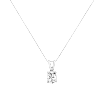 AGS Certified 14K White Gold 1/3ctw Diamond Oval 18" Pendant
w\chain(H-I Color, VS1-VS2 Clarity)