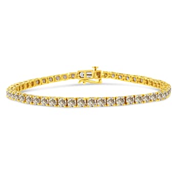 14K Yellow Gold Over Sterling Silver 8.0ctw Diamond Classic Link Tennis Bracelet