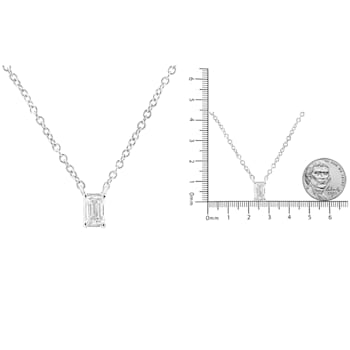 14K White Gold 1/3ctw Emerald Shape Solitaire Diamond 18" Necklace
(G-H Color, VS2-SI1 Clarity)
