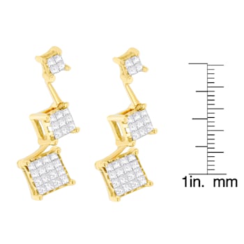 14K Yellow Gold 1.0ctw Princess Cut Diamond Earrings
