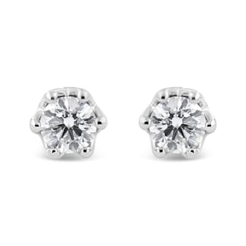 0.50ctw Round Diamond 14K White Gold Crown Stud Earrings
