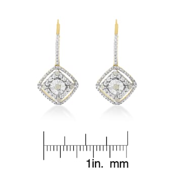Sterling Silver Rose Diamond Dangle Earring .25ctw
