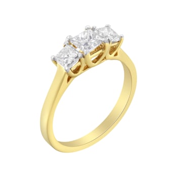 10K Yellow Gold Princess-Cut Diamond Three Stone Band Ring (1.0ctw, J-K
Color, I1-I2 Clarity)