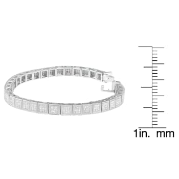 14K White Gold 2.86ctw Princess Cut Diamond Cube Bracelet