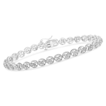 Rhodium Over Sterling Silver 1/4 Cttw Diamond Tennis Bracelet
