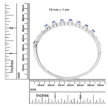 14K White Gold 5 MM Oval Blue Tanzanite and .25ctw Diamond Bangle (H-I
Color, VS2-SI1 Clarity)