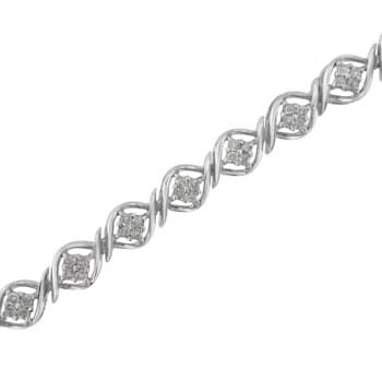 Sterling Silver 1.0ctw Diamond Cluster Link Bracelet