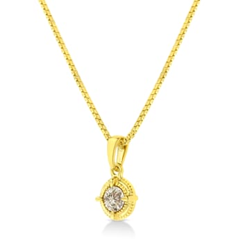 14K Yellow Gold Over Sterling 3/4ctw Diamond Solitaire Pendant
w\chain(K-L Color, I2-I3 Clarity)