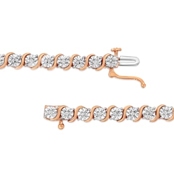 14K Rose Gold Over Sterling Silver 1/10 Cttw Diamond "S"
Tennis Bracelet