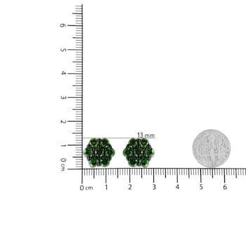 Sterling Silver 4.0ctw Prong Set Round-Cut Treated Green Diamond Floral
Cluster Stud Earring