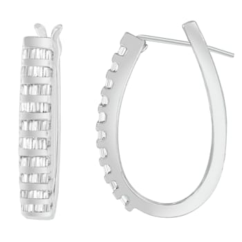 1.625ctw Baguette Cut Diamond 14K White Gold Earrings