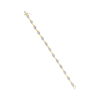 10K Yellow Gold Over Sterling Silver 1.0 Cttw Miracle Set Diamond Bezel
Style Station Link Bracelet