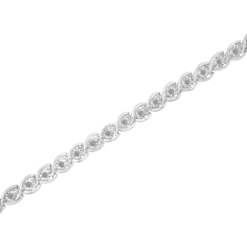 Sterling Silver 1/2ct TDW Diamond Link Bracelet (I-J, I3-Promo) - 7"