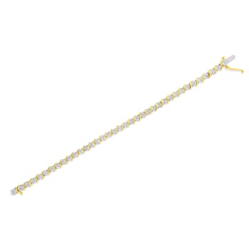 14K Yellow Gold Over Sterling Silver 1/4 Cttw Diamond "S"
Tennis Bracelet