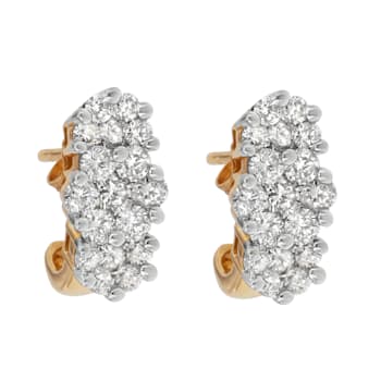 14K Yellow Gold 2.0ctw Round Cut Diamond Cluster Earrings