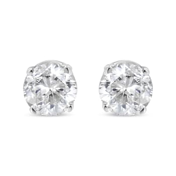 14K White Gold AGS Certified 1.0ctw Brilliant Round-Cut Solitaire
Diamond Push Back Stud Earrings