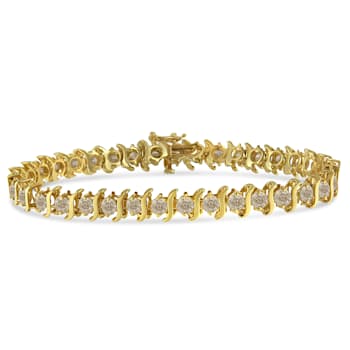 10K Yellow Gold Over Sterling Silver 7.0ctw Round Brilliant Cut Diamond
"S" Link Bracelet
