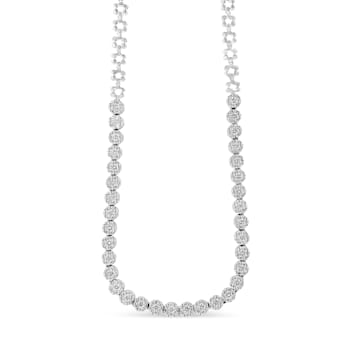 14K White Gold IGI Certified 8.0ctw Diamond Graduating Riviera Necklace
(H-I Color, I1 Clarity)