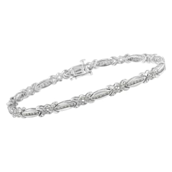Sterling Silver 1.0ctw Diamond X-Link Tennis Bracelet