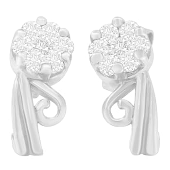 14K White Gold 1/2ctw Round Cut Diamond Earrings