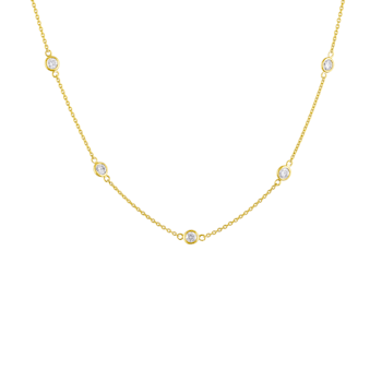1.10ctw Diamond 14K Yellow Gold Station Necklace