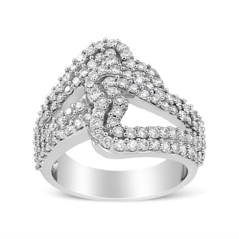 14K White Gold 1 1/2ctw Diamond Open Double Heart Bypass Ring Band (H-I
Color, VS1-VS2 Clarity)