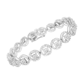 Sterling Silver 1.0ctw Diamond Nested Circle Miracle Set Open Wheel
7" Fashion Link Bracelet