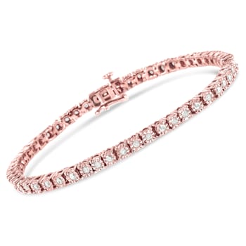 10K Rose Gold Over Sterling Silver 1.0ctw Miracle-Set Diamond Bezel
Tennis Bracelet