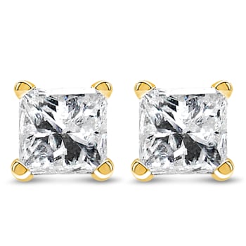 IGI Certified 14k Yellow Gold 1/2 cttw Princess-Cut Solitaire Diamond
Push Back Stud Earrings
