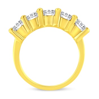 14K Yellow Gold Over Sterling Silver 2.0ctw Diamond 5 Stone Ring (J-K
Color, I1-I2 Clarity)