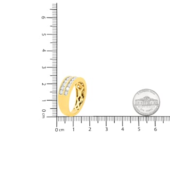 10K Yellow Gold Two-Row Diamond Band Ring (1.0ctw, J-K Color, I1-I2 Clarity)
