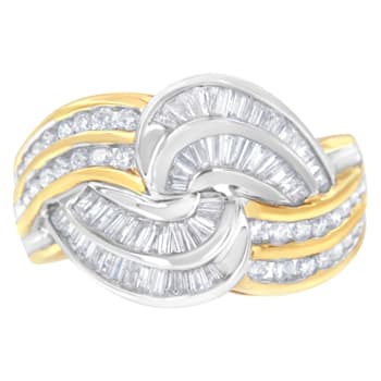 10K Two-Toned Gold Diamond Bypass Ring (1 cttw, H-I Color, SI1-SI2 Clarity)
