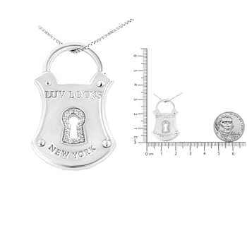 Sterling Silver 1/10 Cttw Diamond Lock Pendant 18" Necklace (H-I
Color, I1-I2 Clarity)