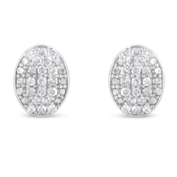 0.50ctw Round-Cut Diamond Sterling Silver Cluster Earrings