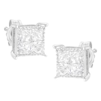Sterling Silver 3/4ctw Diamond Stud Earrings