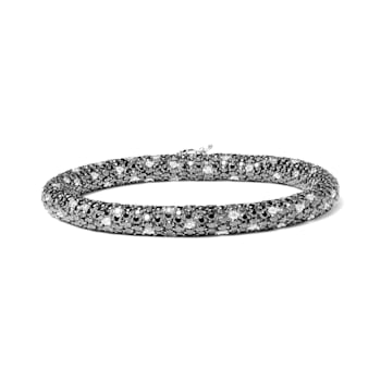 18K White Gold Black and White Diamonds Pave Link Bracelet