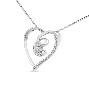 Sterling Silver 1/4ctw Diamond Open Heart Twisted Awareness Ribbon
18" Pendant with Chain