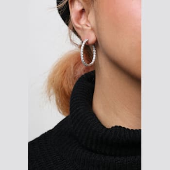 14K White Gold 5.00 Cttw Lab Grown Diamond Inside Out Hoop Earrings (F-G
Color, VS1-VS2 Clarity)