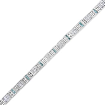 14K White Gold 3.0ctw Princess-Cut White and Blue Diamond Fashion Bracelet