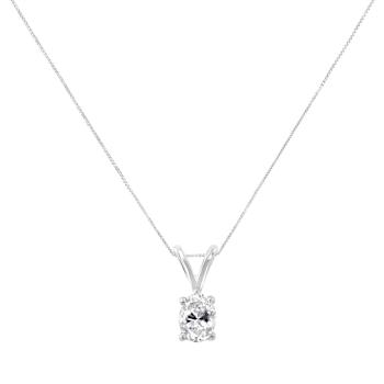 IGI Certified 10KT White Gold Diamond Oval Pendant w\chain(1/5ctw, H-I
Color, I1)