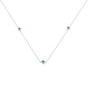 Sterling Silver Treated Blue Color Diamond Station Necklace (1/2 cttw,
Blue Color, I2-I3 Clarity)