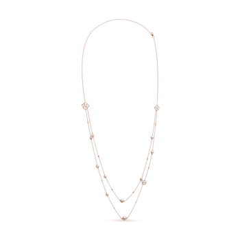 18K Rose Gold 1/2 Cttw Diamond and Freshwater Pearl Double Strand
Station Necklace